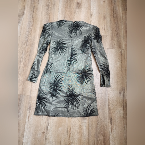 VICTORIA BECKHAM Pouf Sleeve Fireworks Gold Metallic Jacquard Shift Dress US 6 S - Picture 10 of 10